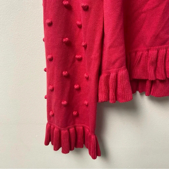 S’Edge Pink Pom Pom‎ Ruffle Hems Sweater Size Large - Picture 5 of 8